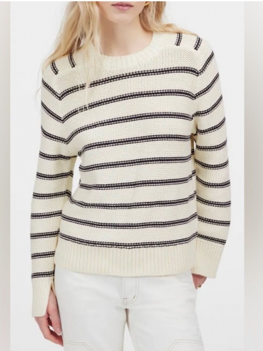 Madewell Pullover Crewneck Split Ribbed Cuff Sweater